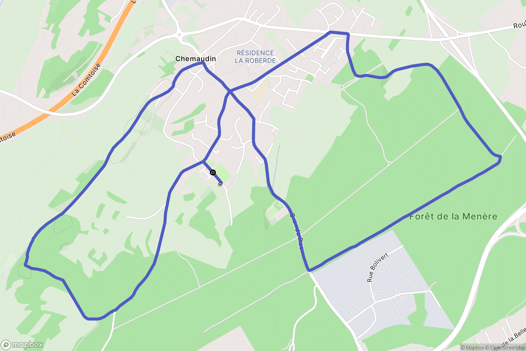 Chemaudin : carte du parcours de randonnée - France