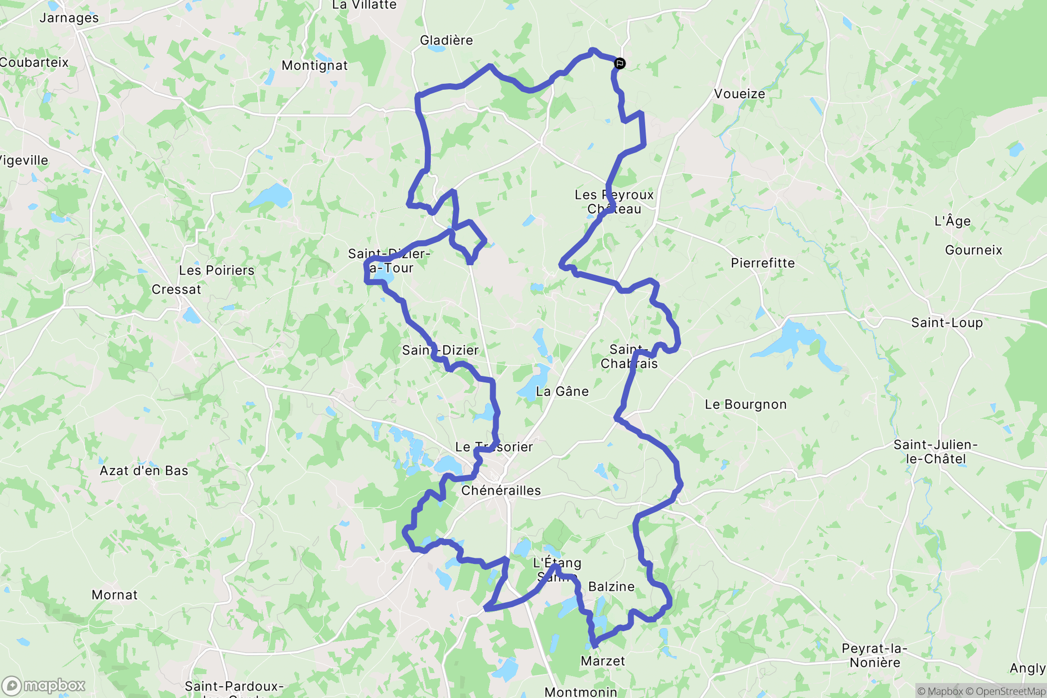 Gouzon : carte du parcours de randonnée - France
