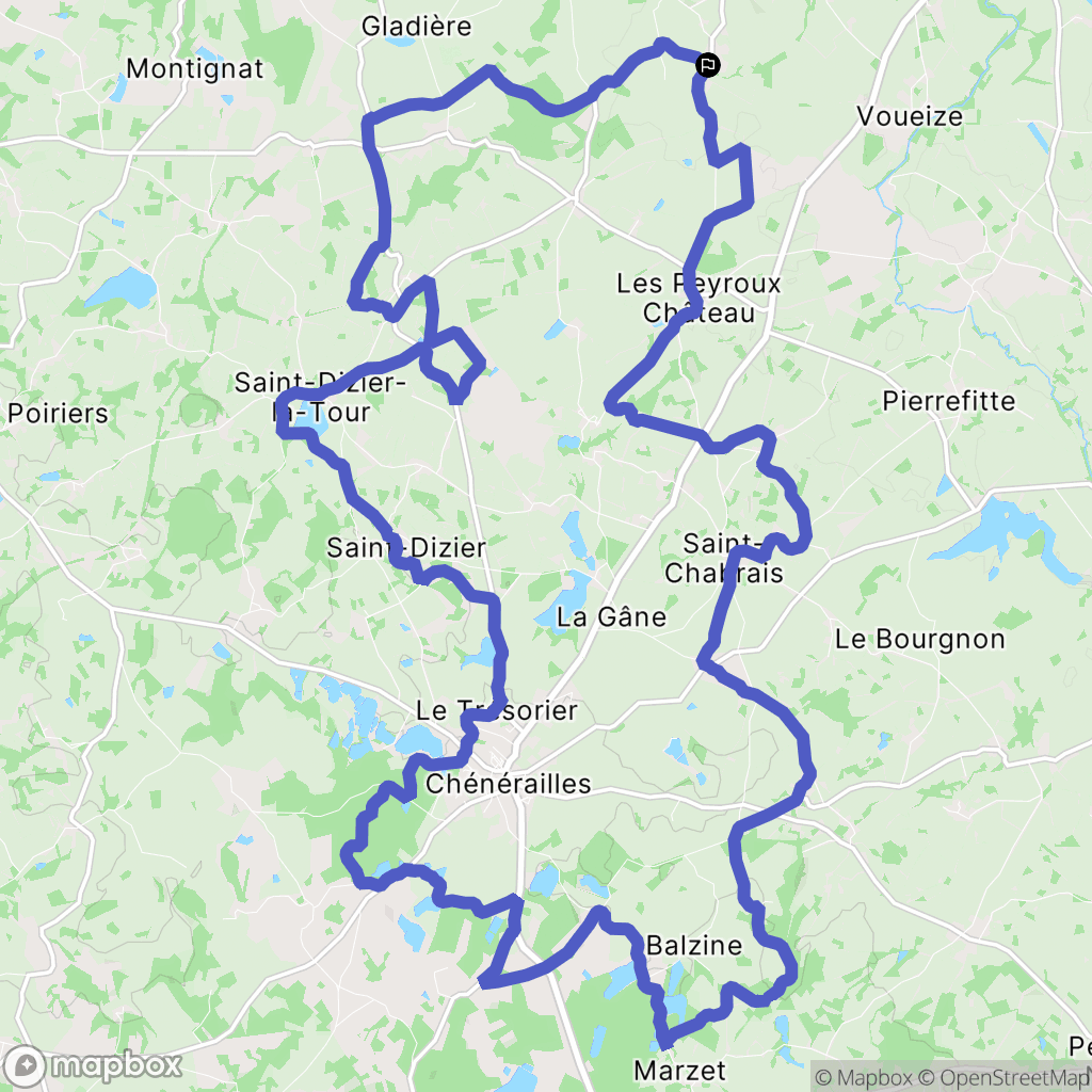 Gouzon : carte du parcours de randonnée - France