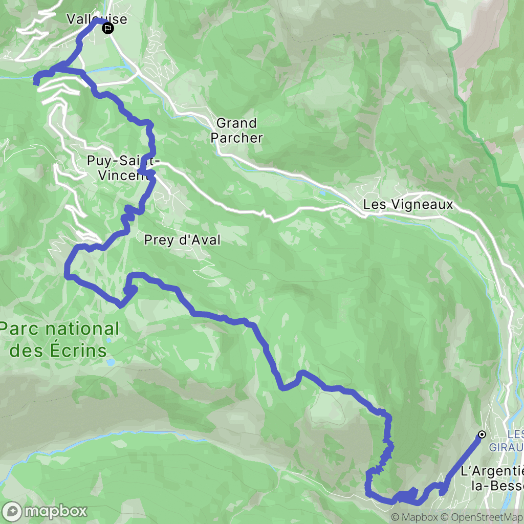 L'Argentière-la-Bessée : carte du parcours de randonnée - France