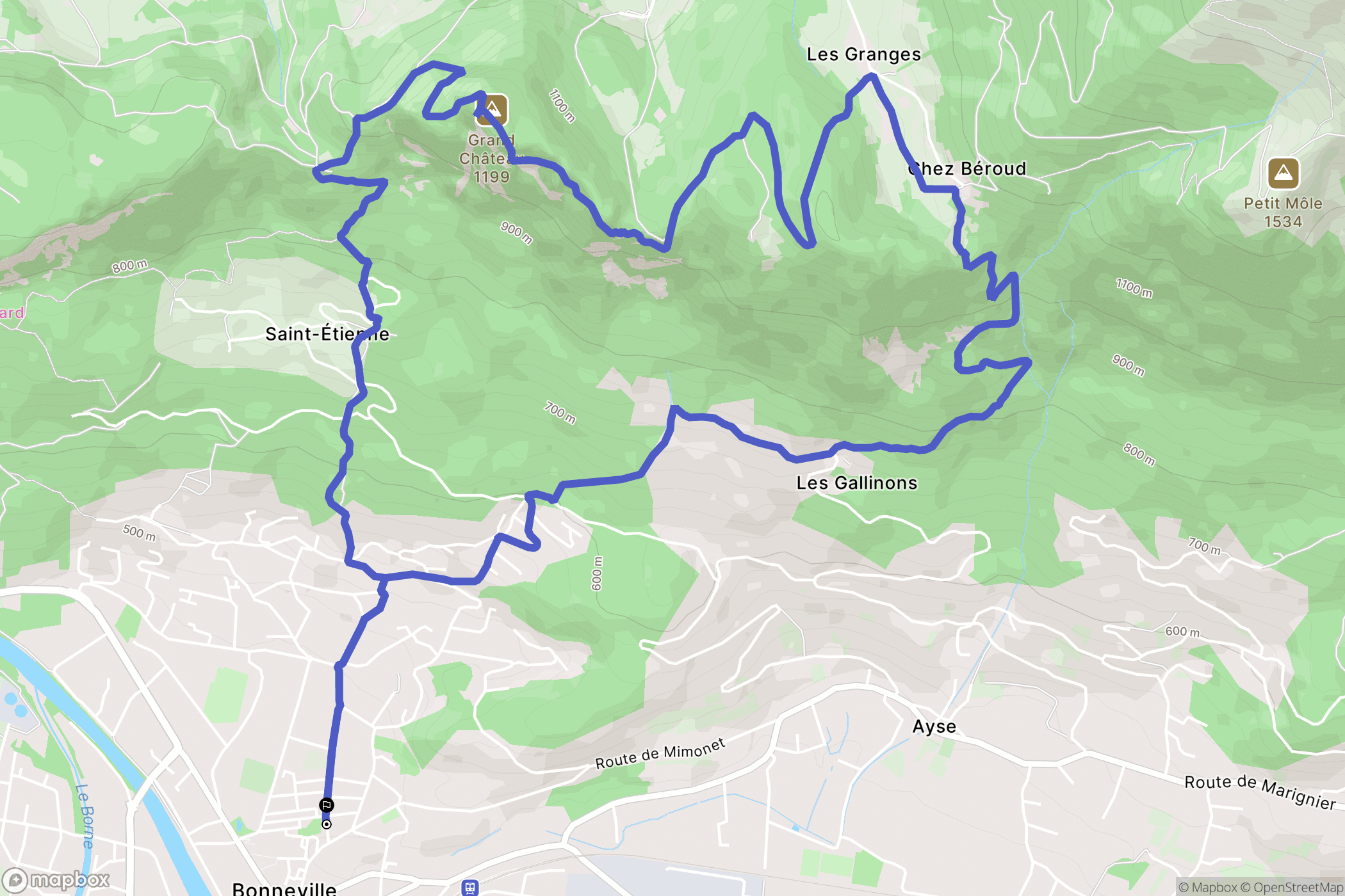 Bonneville : carte du parcours de randonnée - France