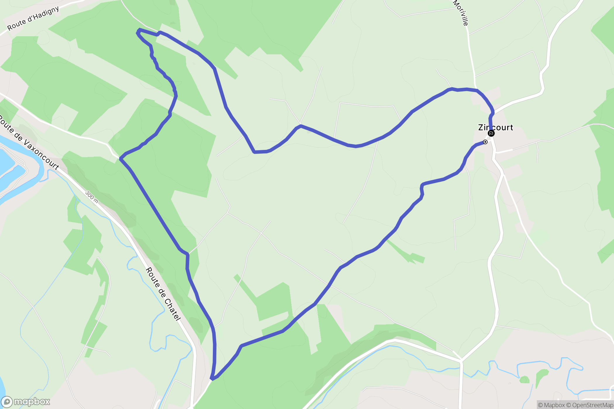 Zincourt : carte du parcours de randonnée - France