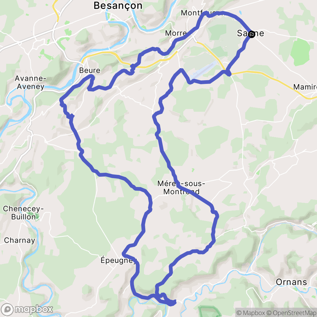 Saône : carte du parcours de randonnée - France