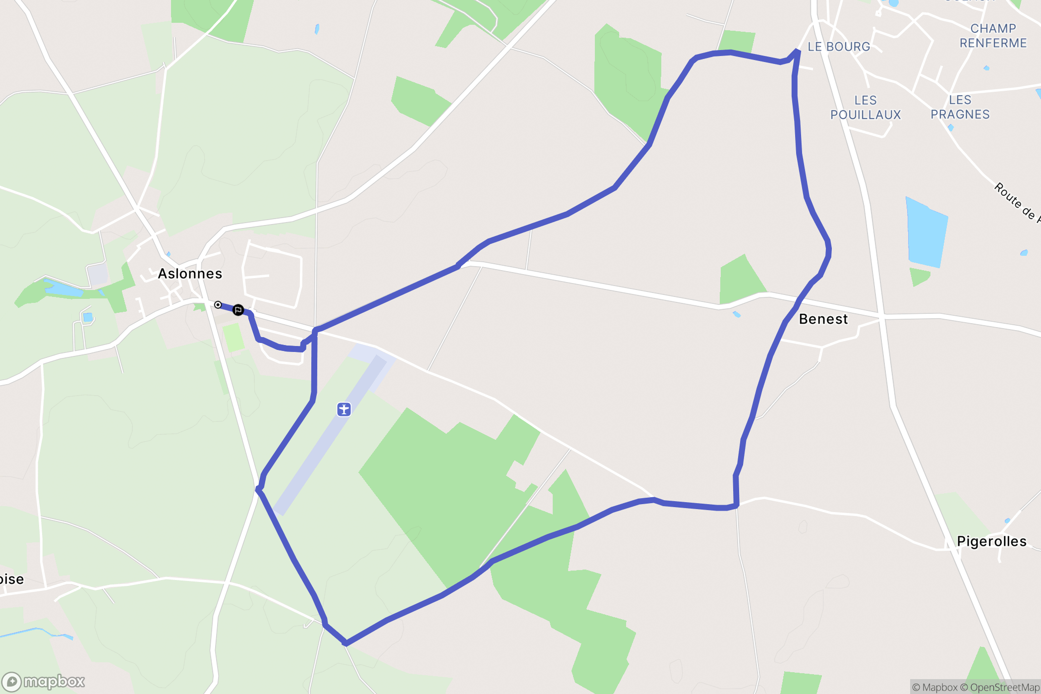 Aslonnes : carte du parcours de randonnée - France