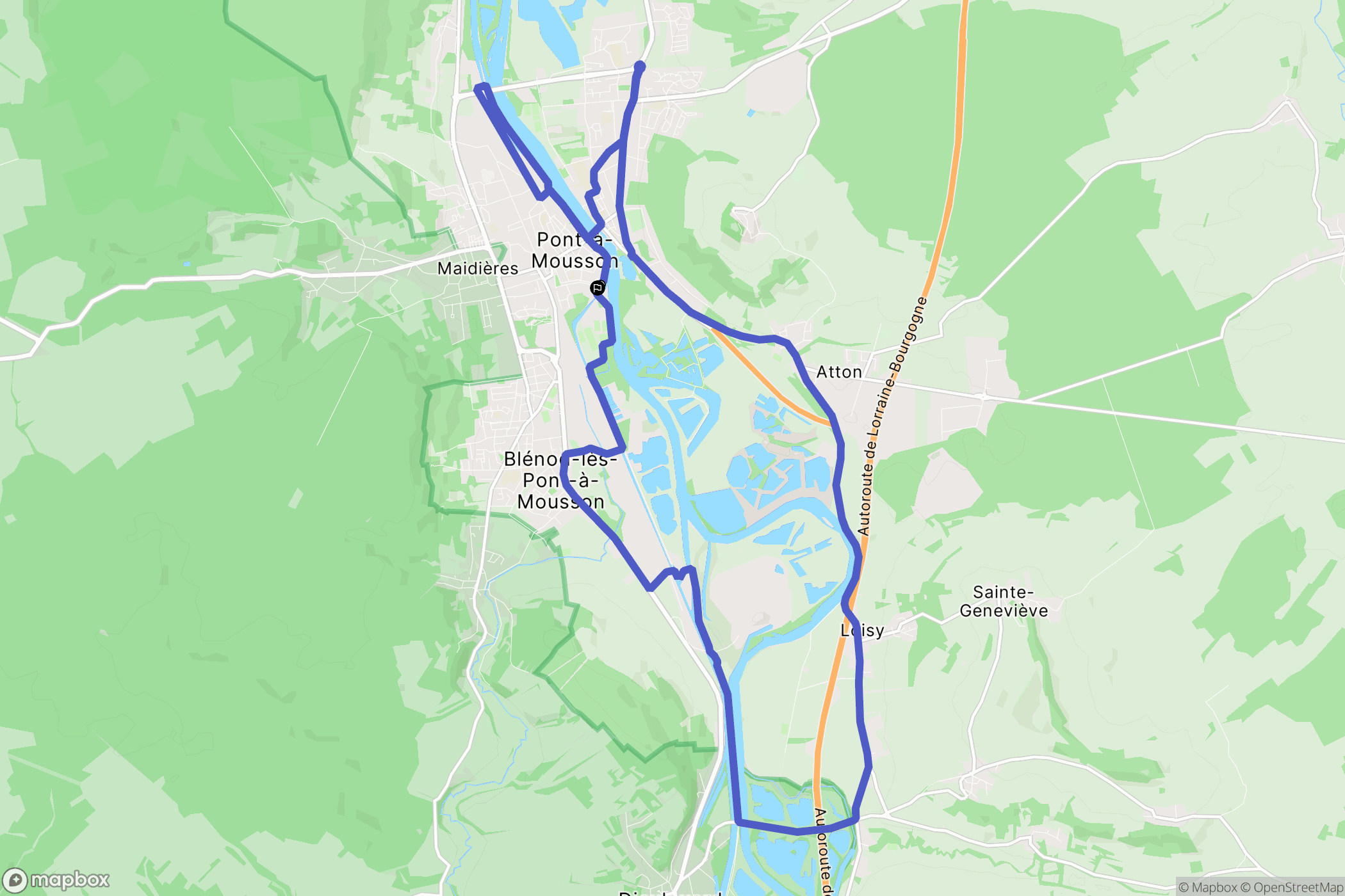 Pont-à-Mousson : carte du parcours de randonnée - France