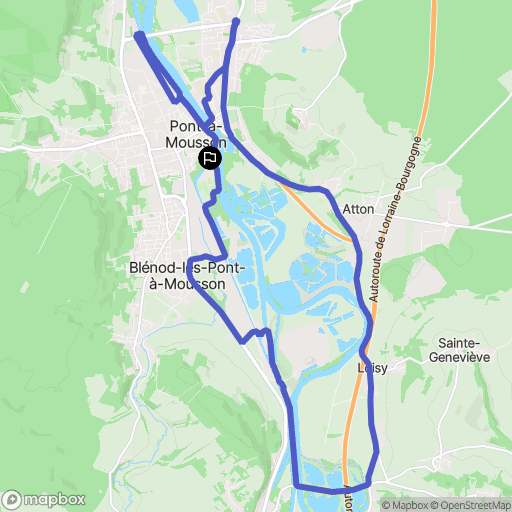 Pont-à-Mousson : carte du parcours de randonnée - France