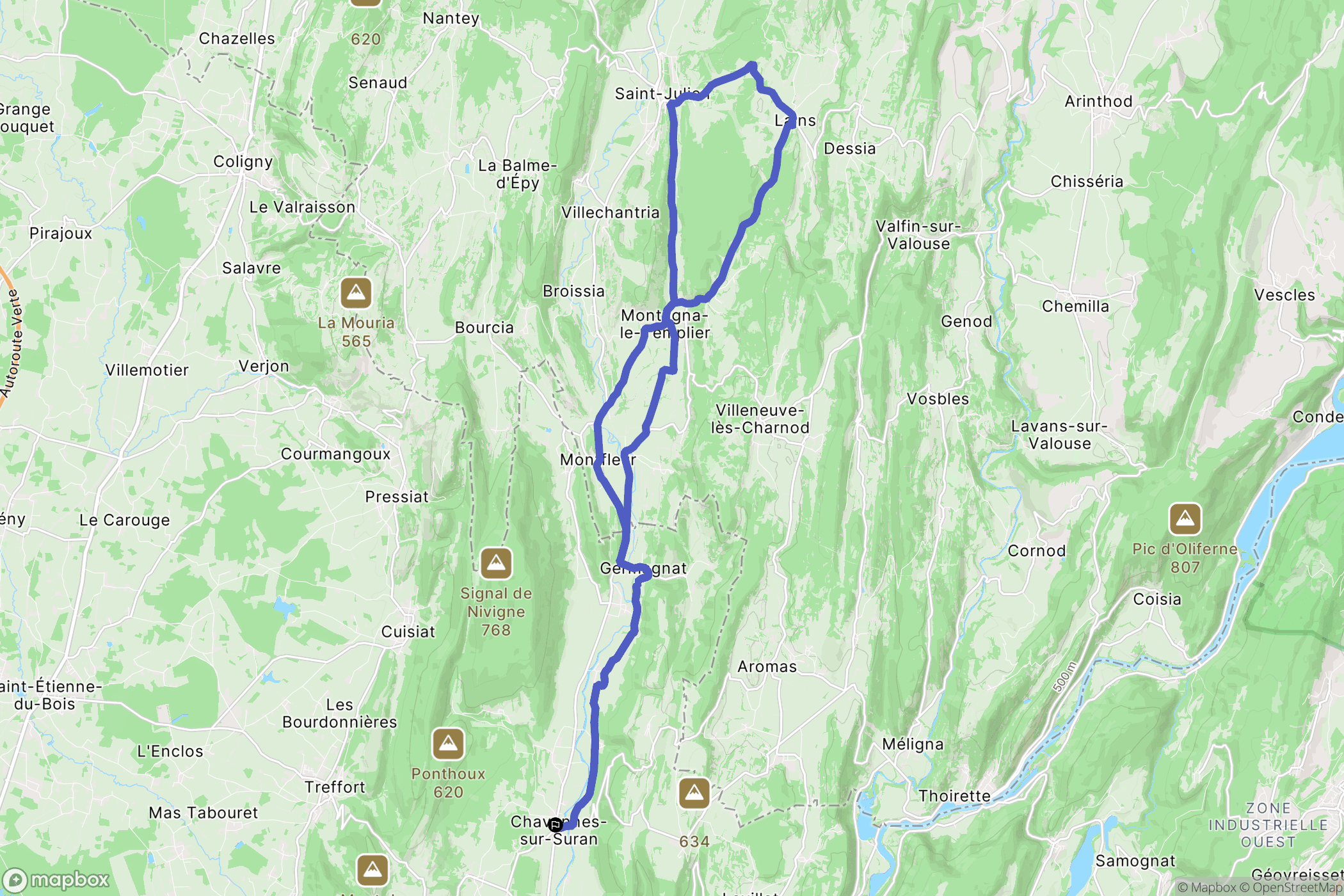 Nivigne et Suran : carte du parcours de randonnée - France