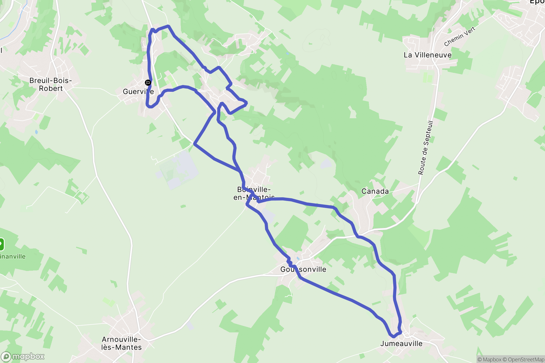 Guerville : carte du parcours de randonnée - France