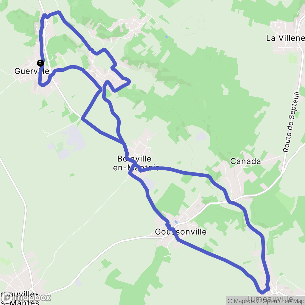 Guerville : carte du parcours de randonnée - France