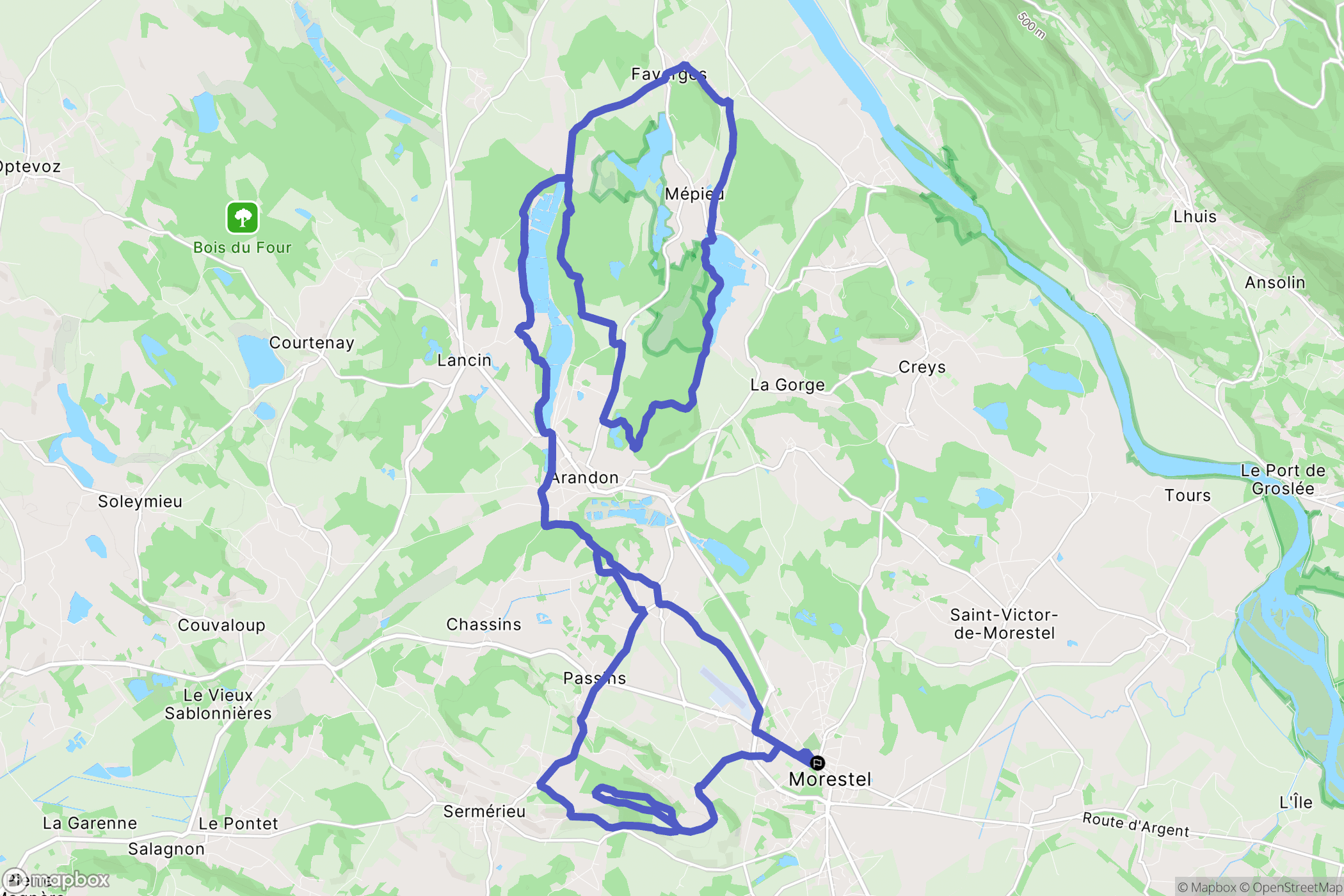 Morestel : carte du parcours de randonnée - France
