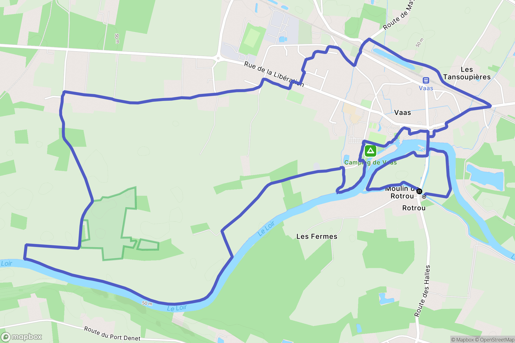 Vaas : carte du parcours de randonnée - France