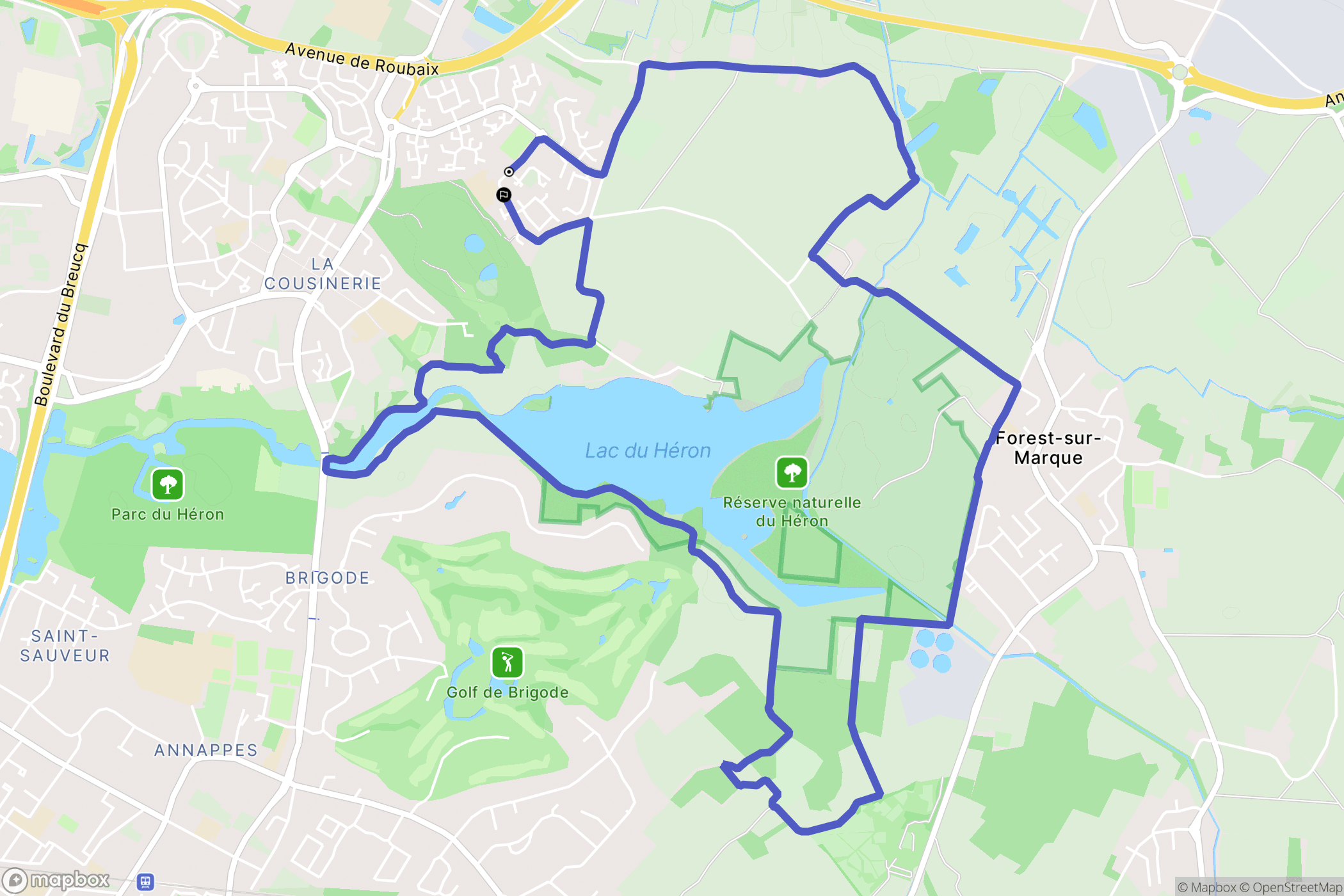 Villeneuve-d'Ascq : carte du parcours de randonnée - France
