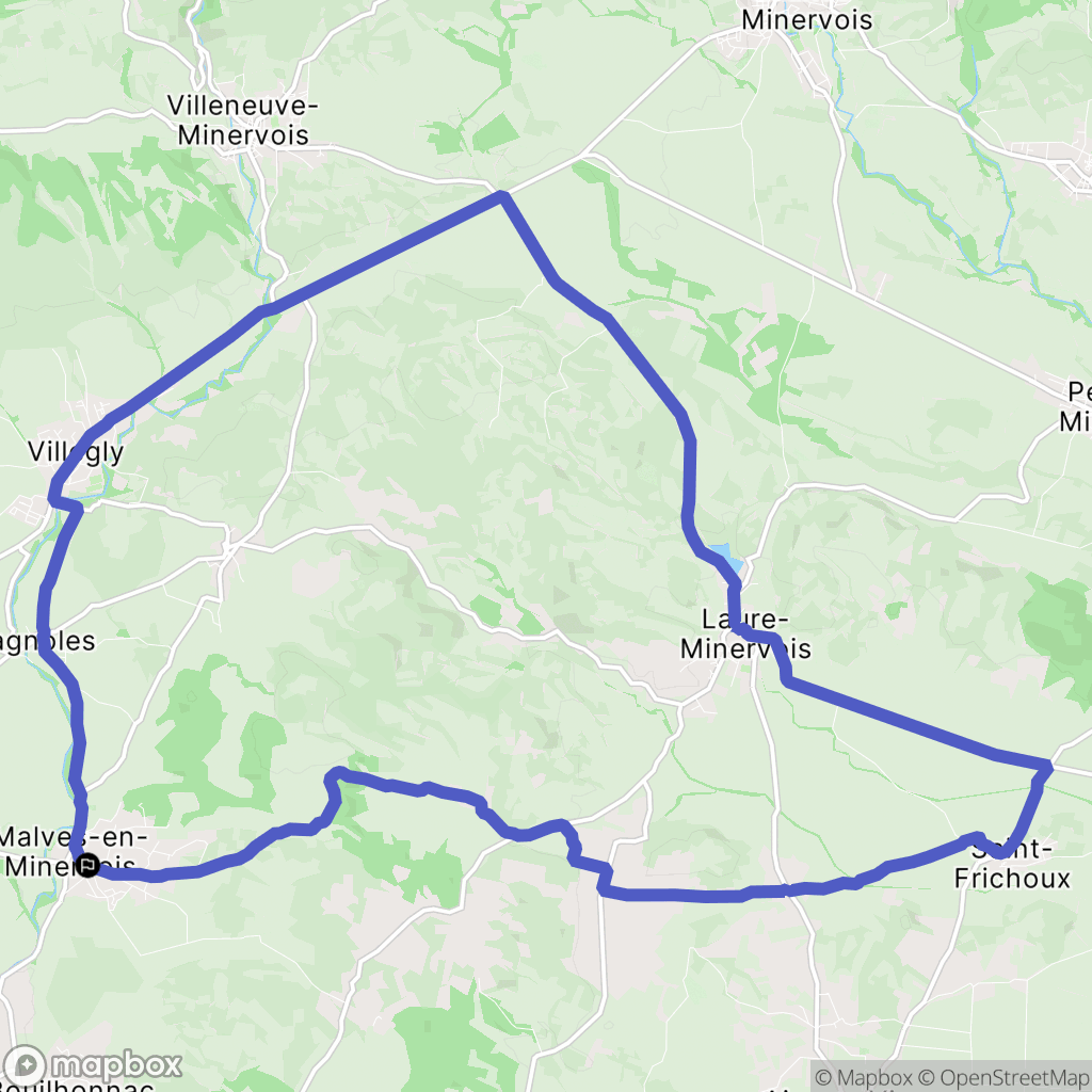 Malves-en-Minervois : carte du parcours de randonnée - France
