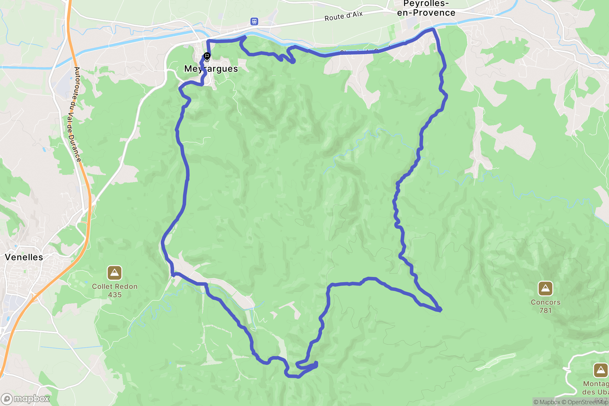 Meyrargues : carte du parcours de randonnée - France