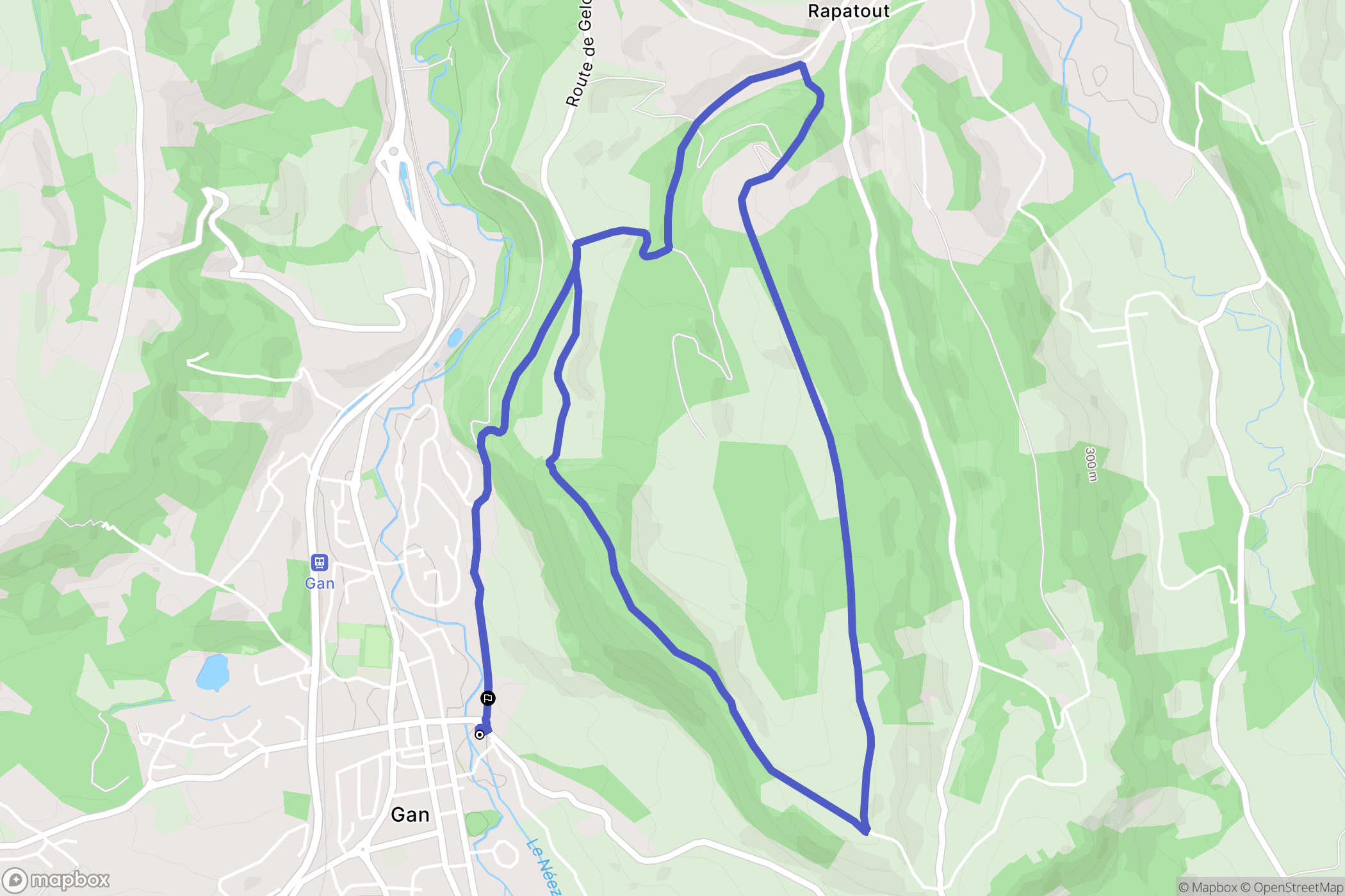 Gan : carte du parcours de randonnée - France