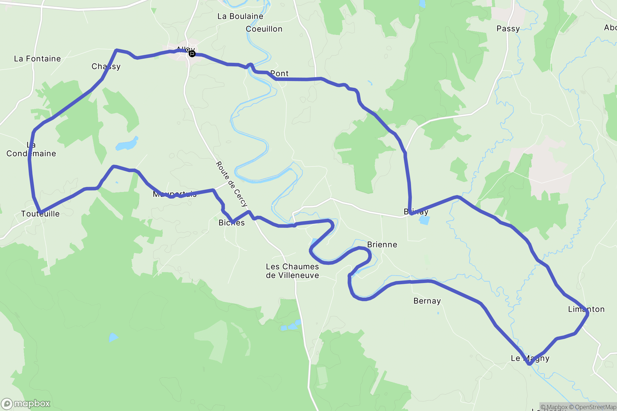 Alluy : carte du parcours de randonnée - France