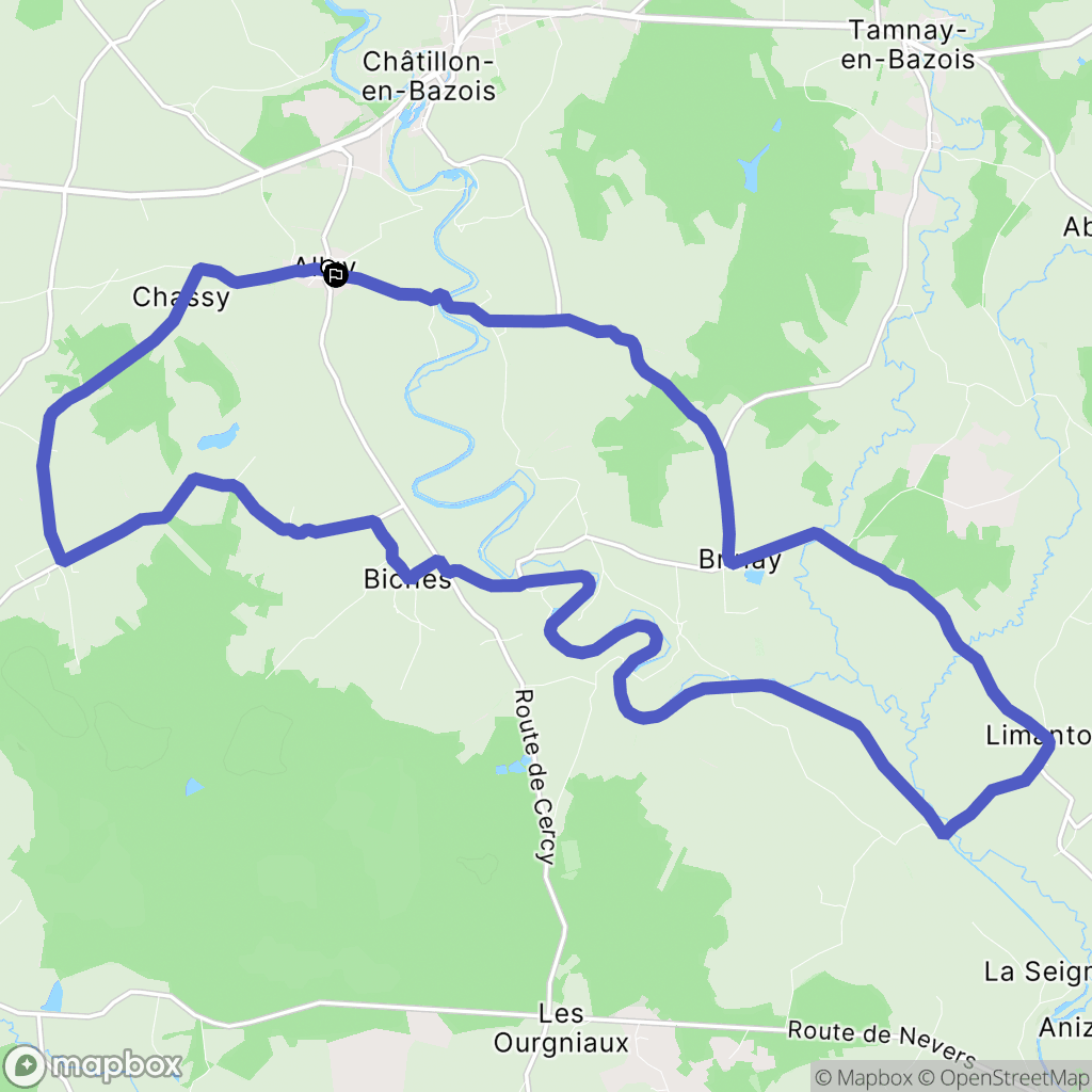 Alluy : carte du parcours de randonnée - France