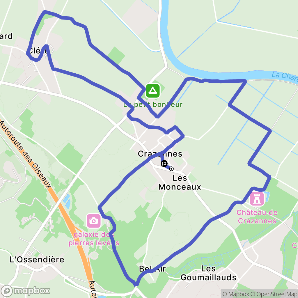Crazannes : carte du parcours de randonnée - France