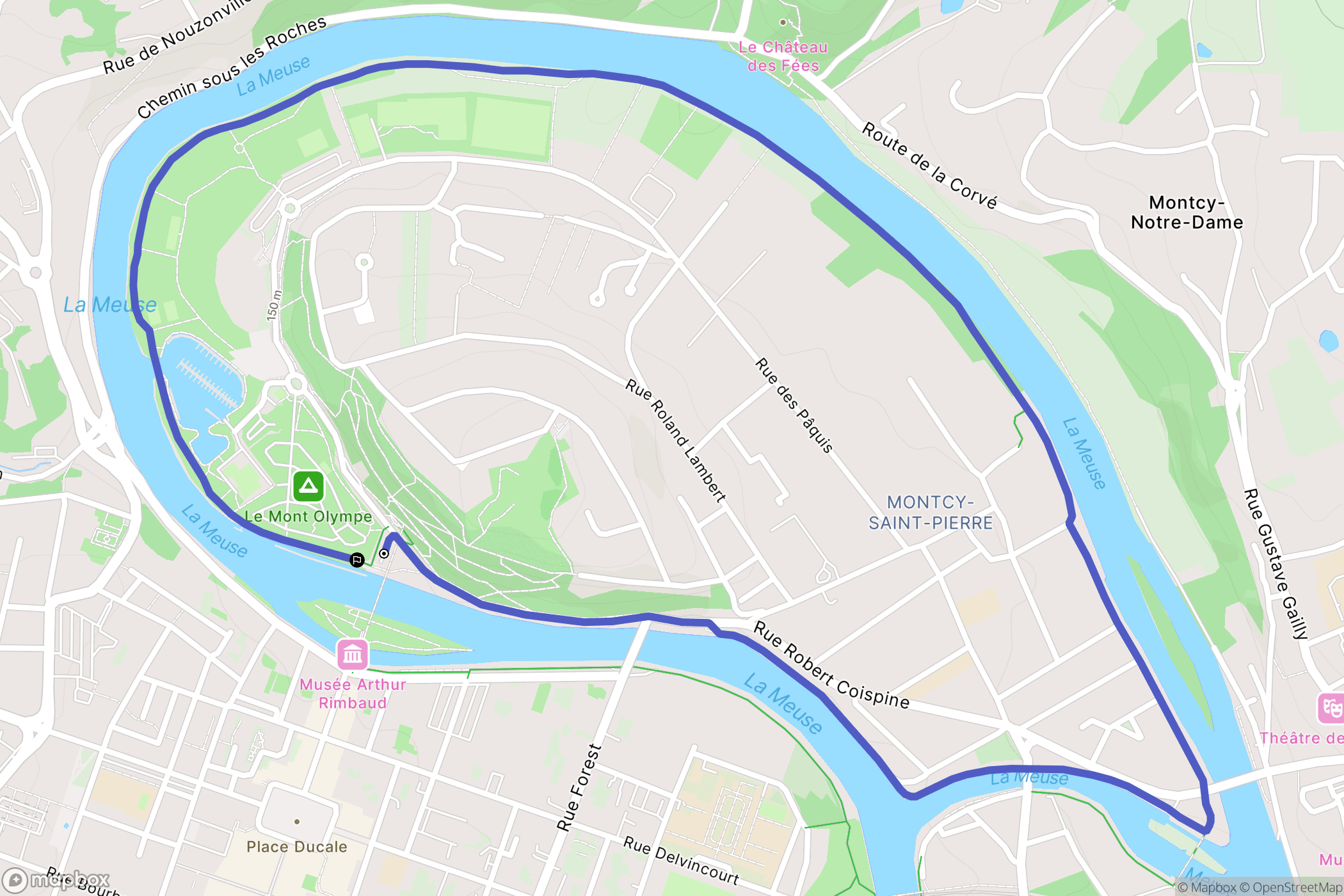 Charleville-Mézières : carte du parcours de randonnée - France