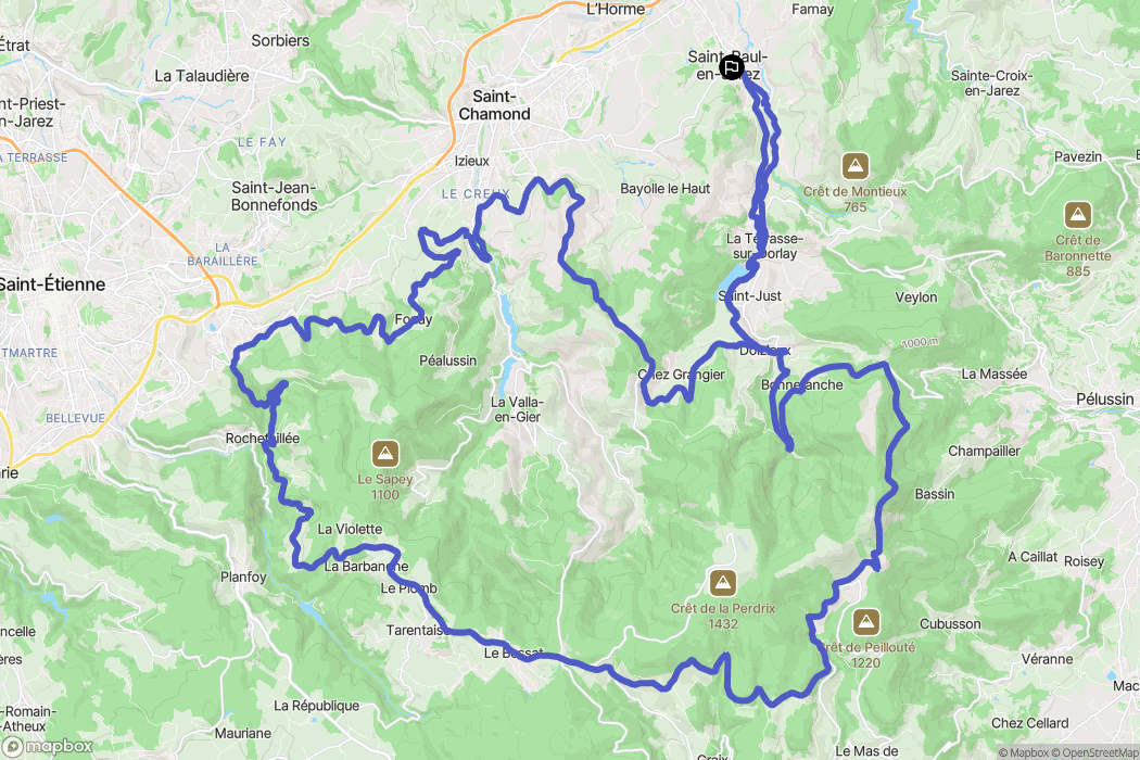 Saint-Paul-en-Jarez : carte du parcours de randonnée - France
