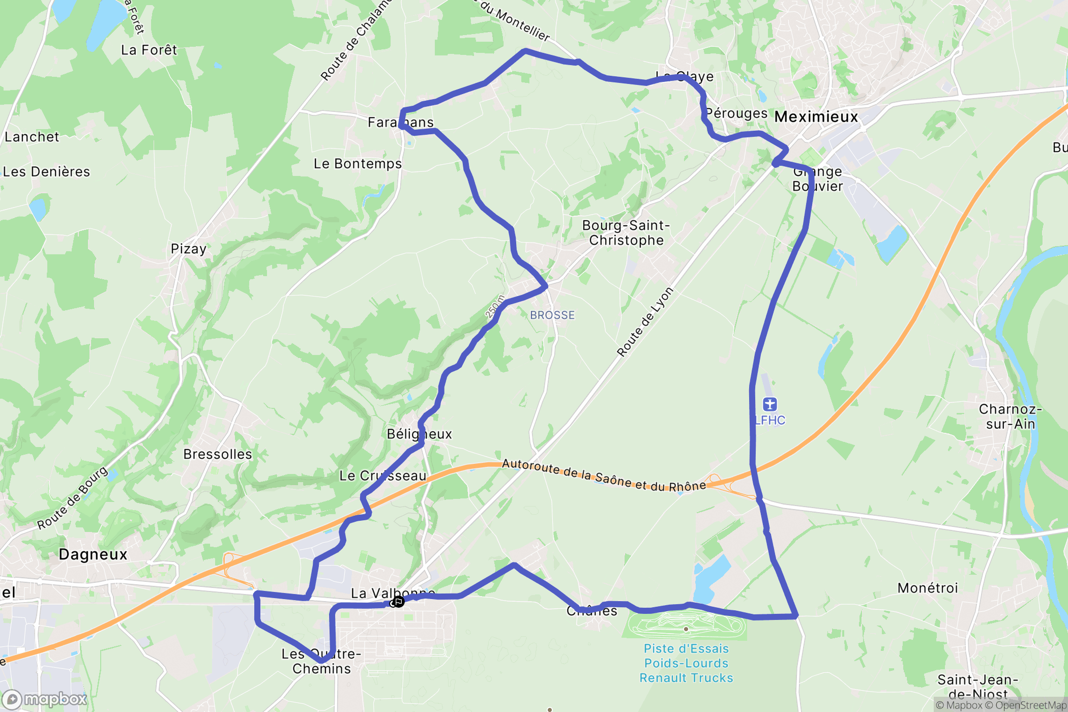 Balan : carte du parcours de randonnée - France