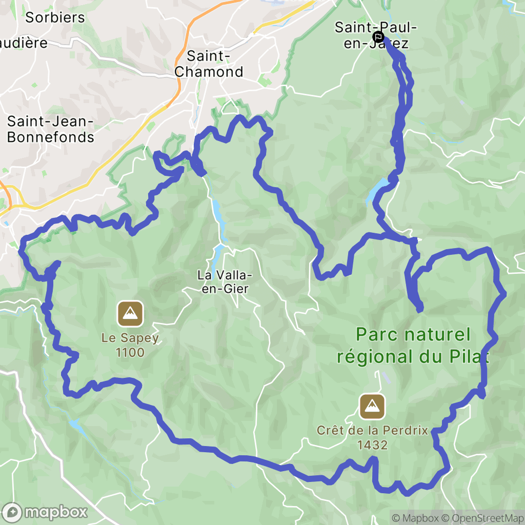 Saint-Paul-en-Jarez : carte du parcours de randonnée - France