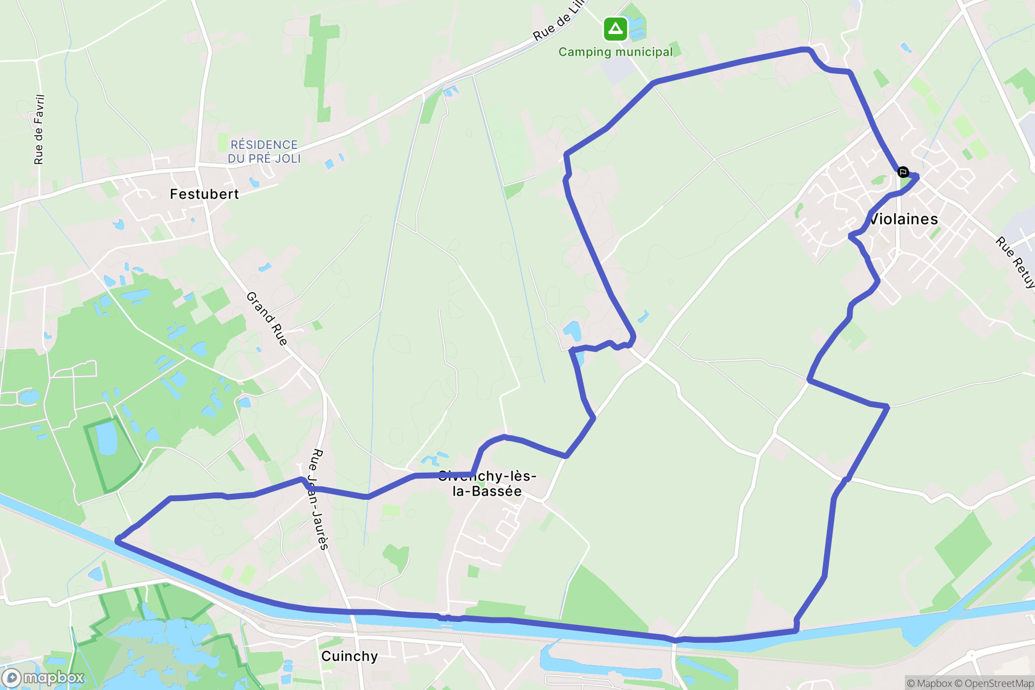 Violaines : carte du parcours de randonnée - France
