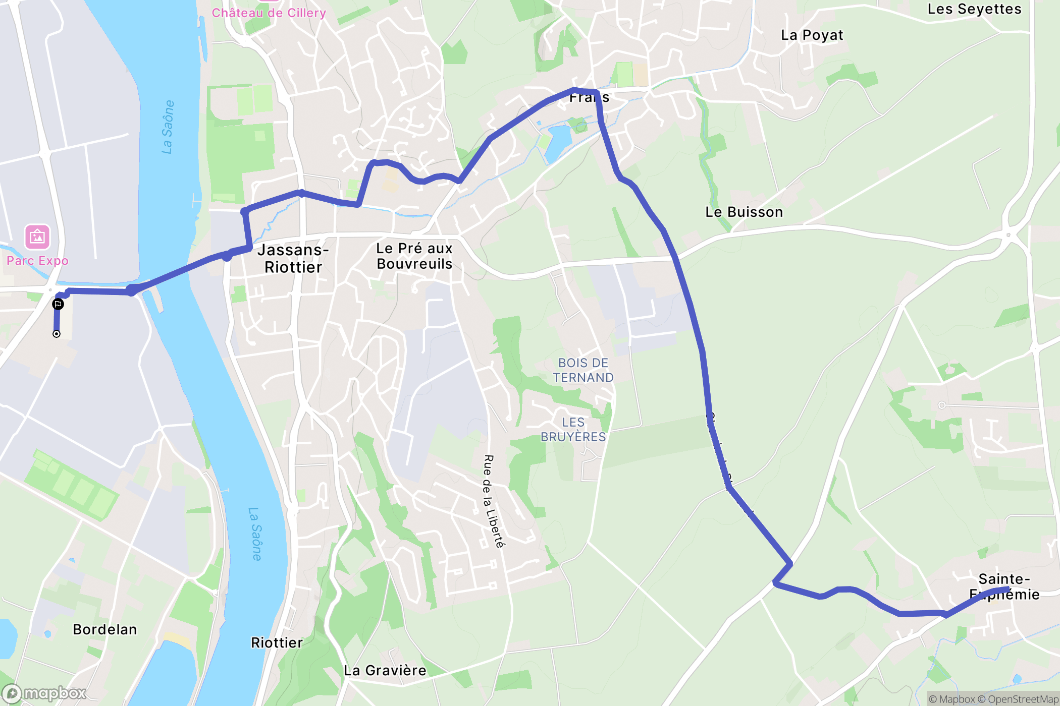 Villefranche-sur-Saône : carte du parcours de randonnée - France