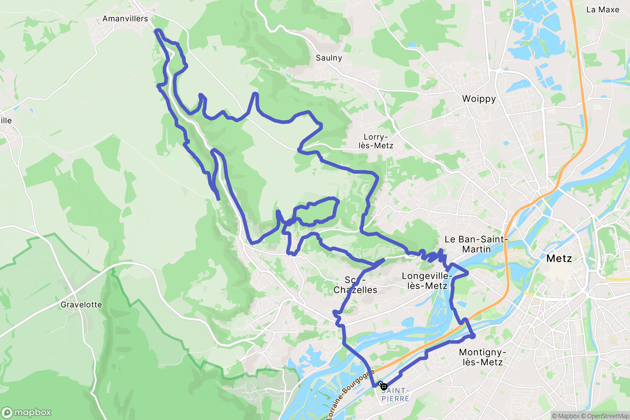 Moulins-lès-Metz : carte du parcours de randonnée - France