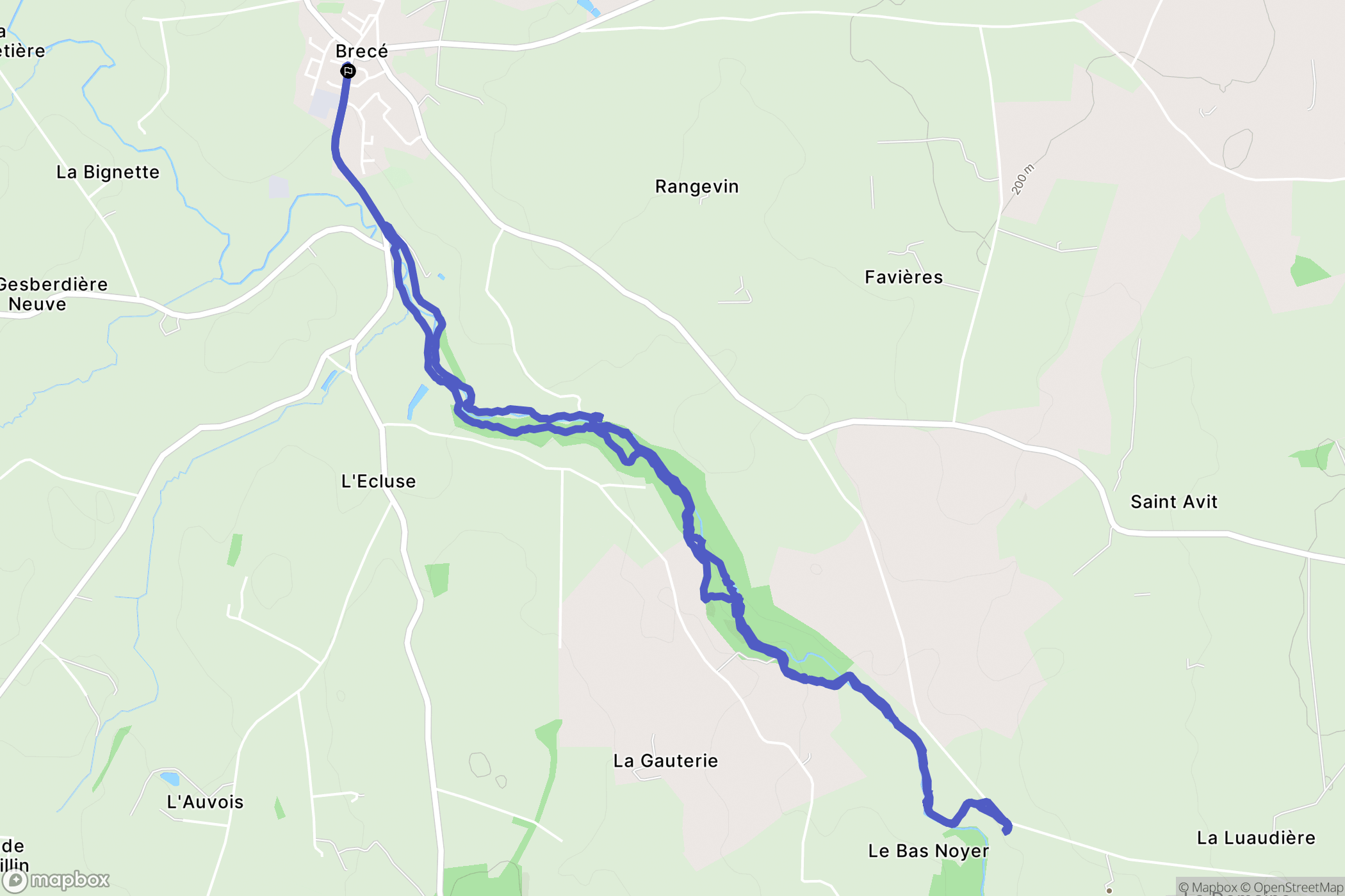 Brécé : carte du parcours de randonnée - France