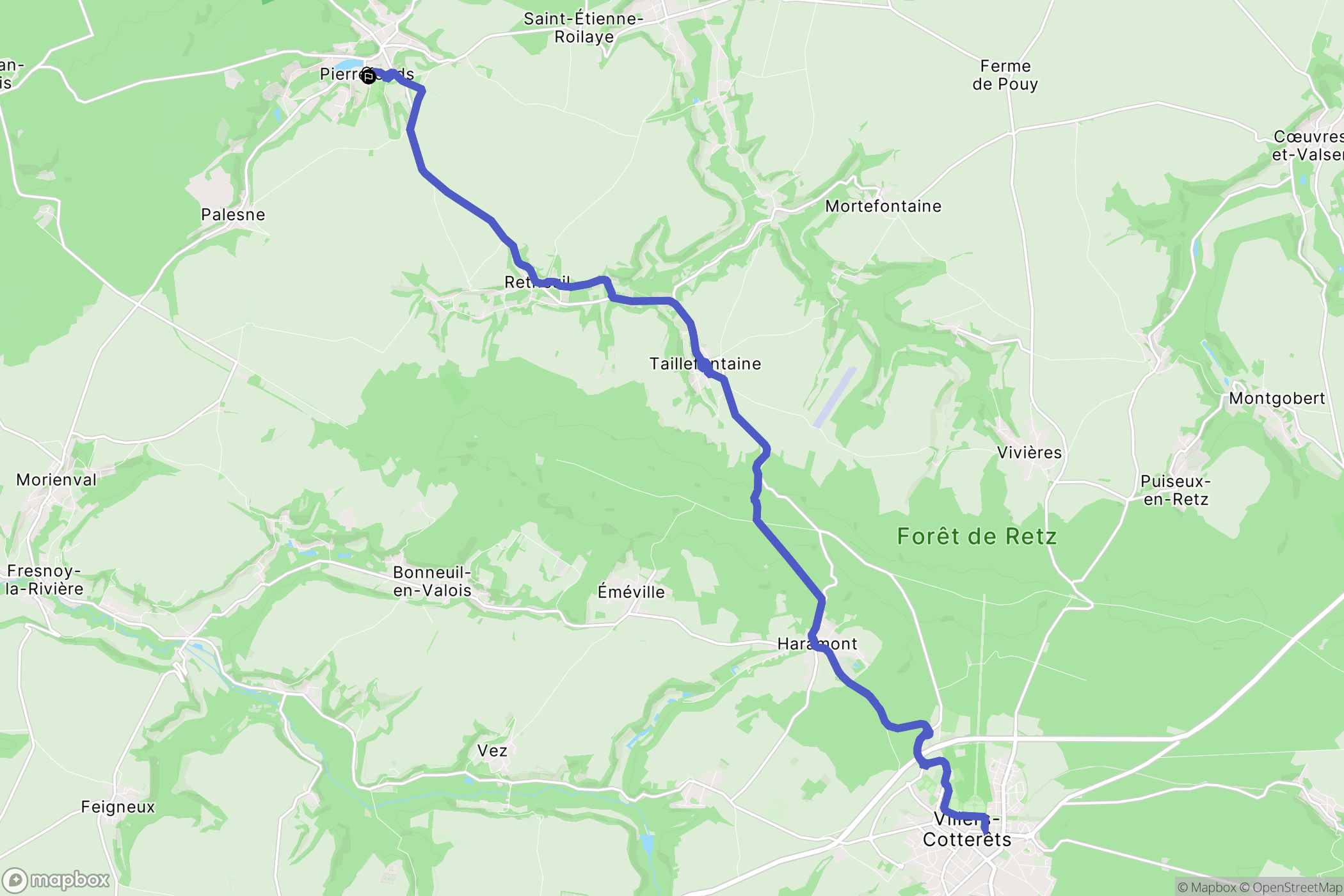 Pierrefonds : carte du parcours de randonnée - France