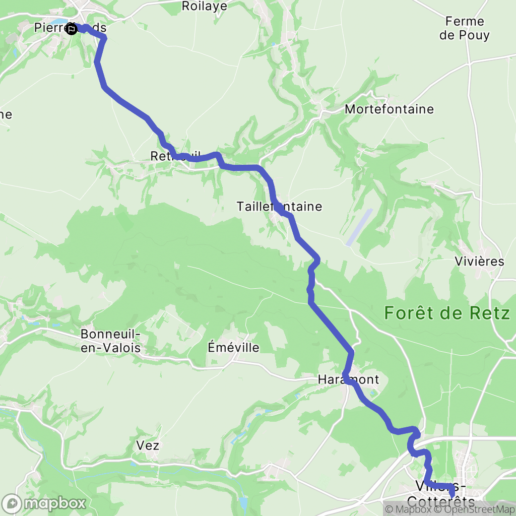 Pierrefonds : carte du parcours de randonnée - France