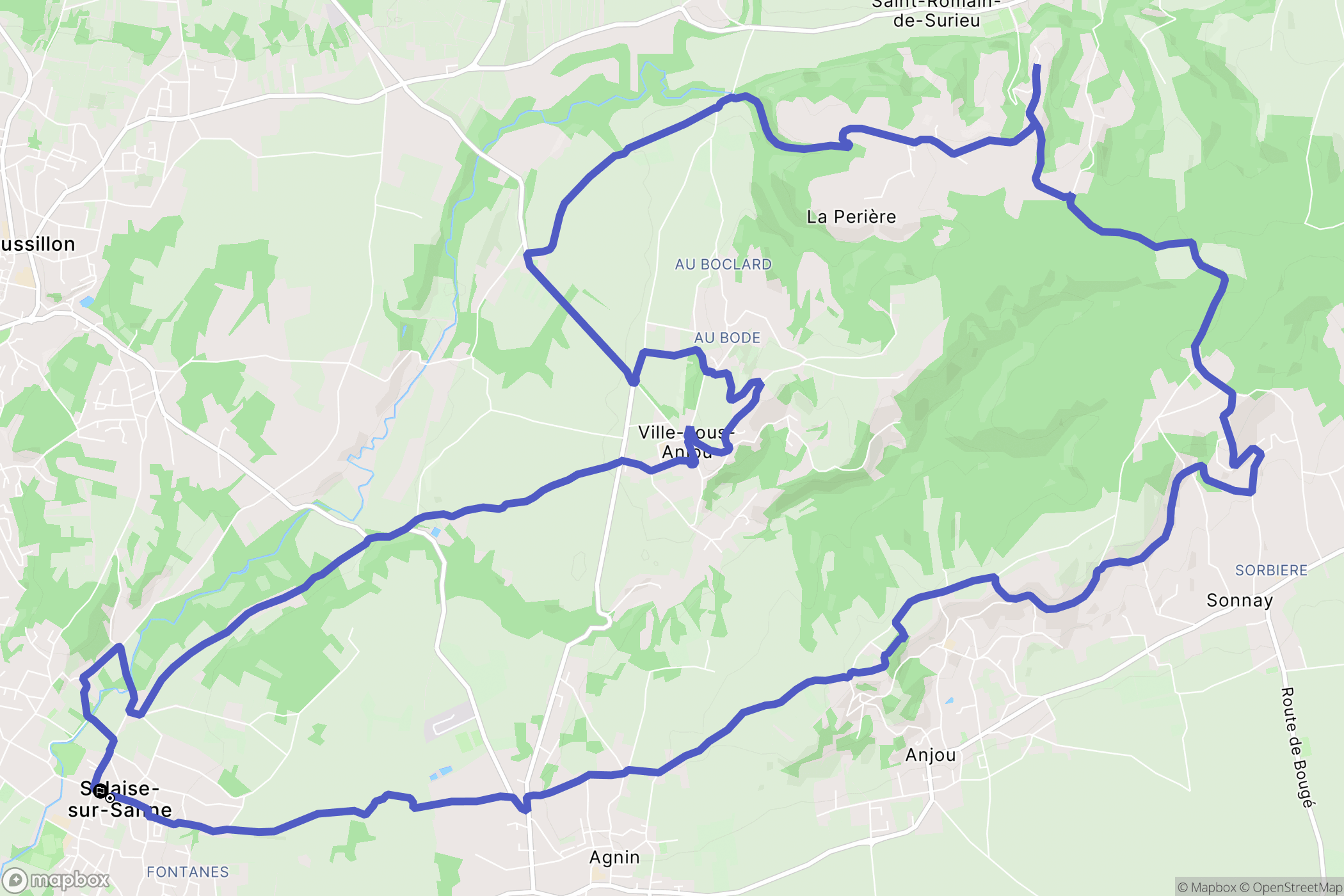 Salaise-sur-Sanne : carte du parcours de randonnée - France