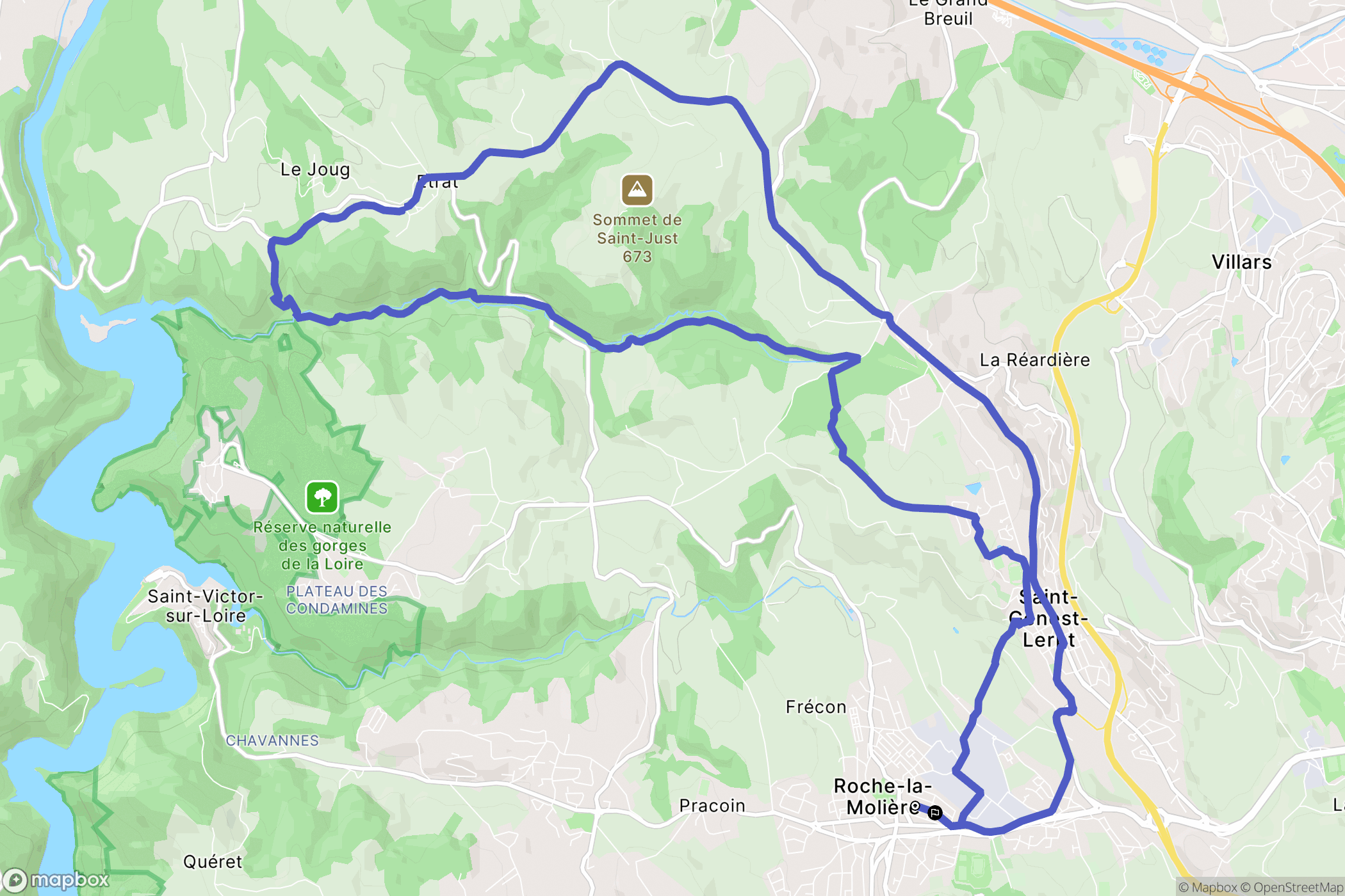 Roche-la-Molière : carte du parcours de randonnée - France