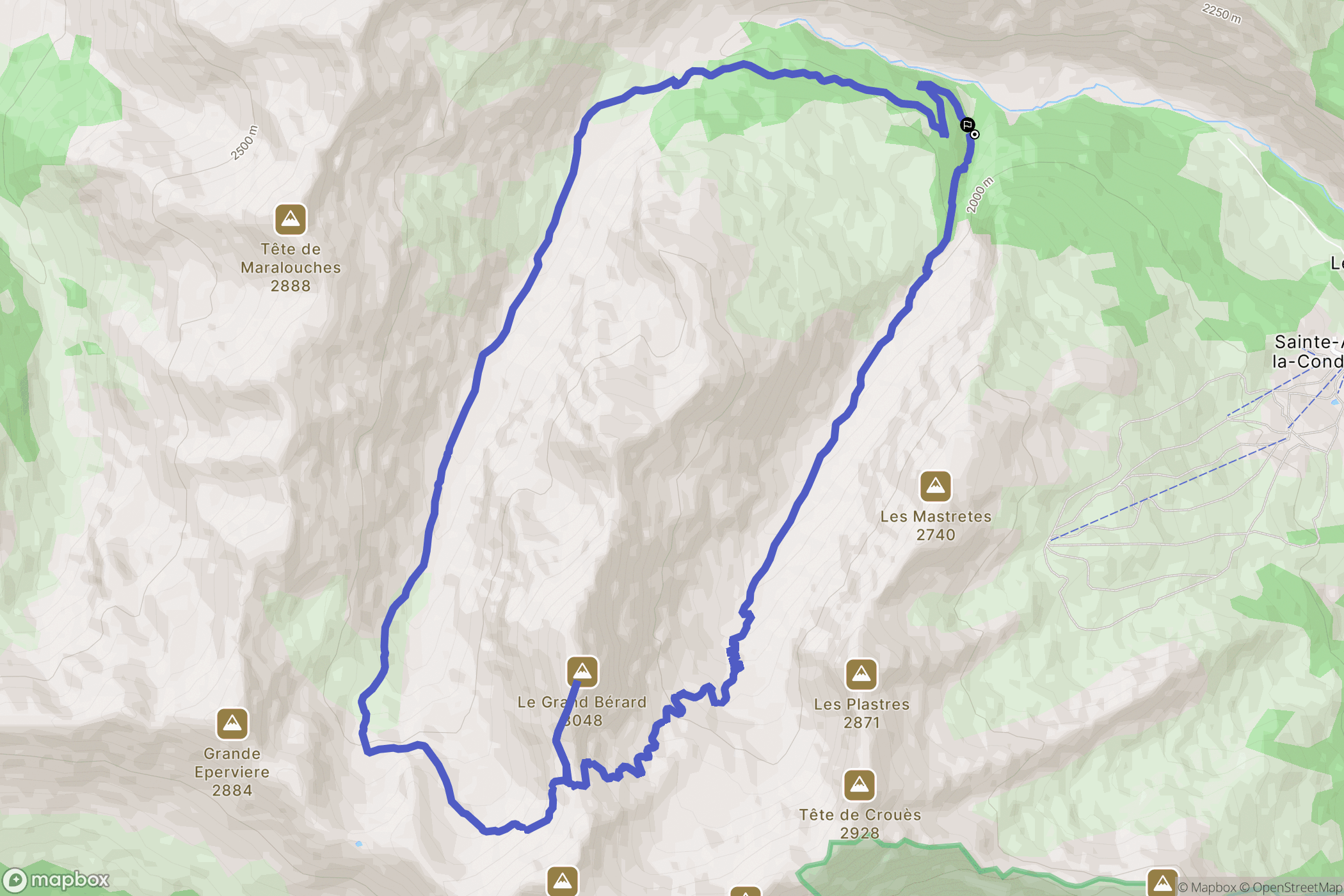 La Condamine-Châtelard : carte du parcours de randonnée - France