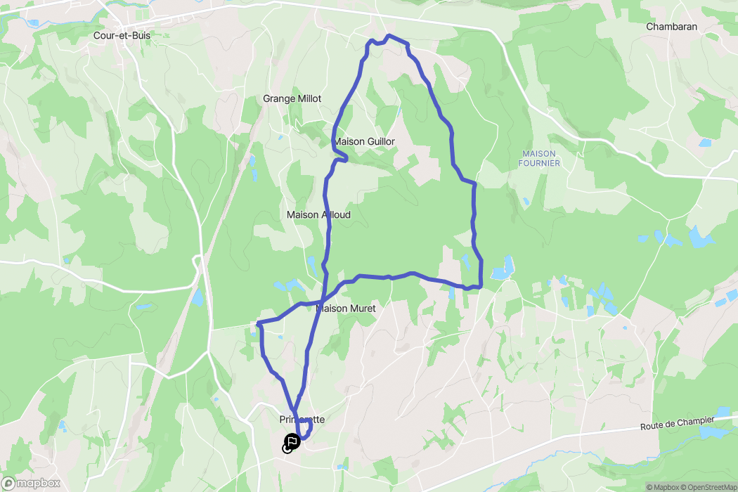 Primarette : carte du parcours de randonnée - France