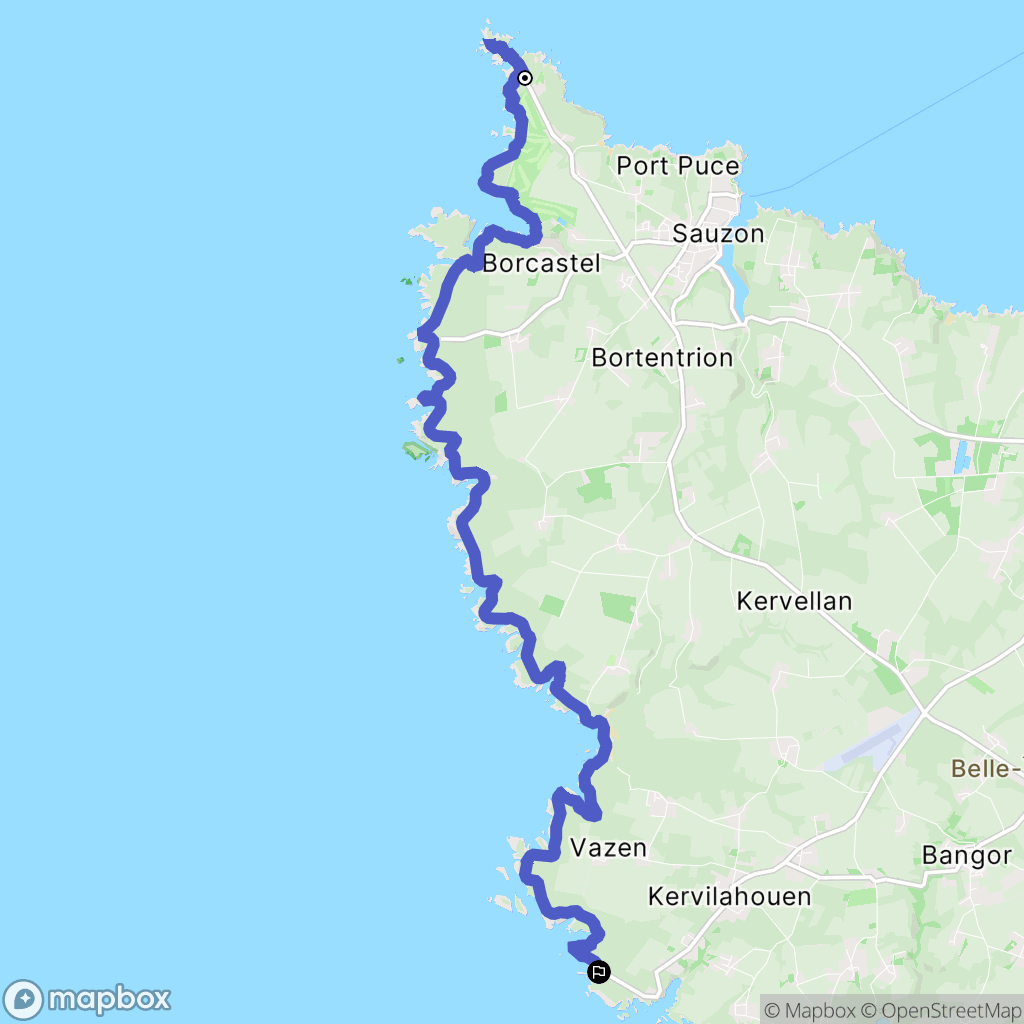 Sauzon : carte du parcours de randonnée - France