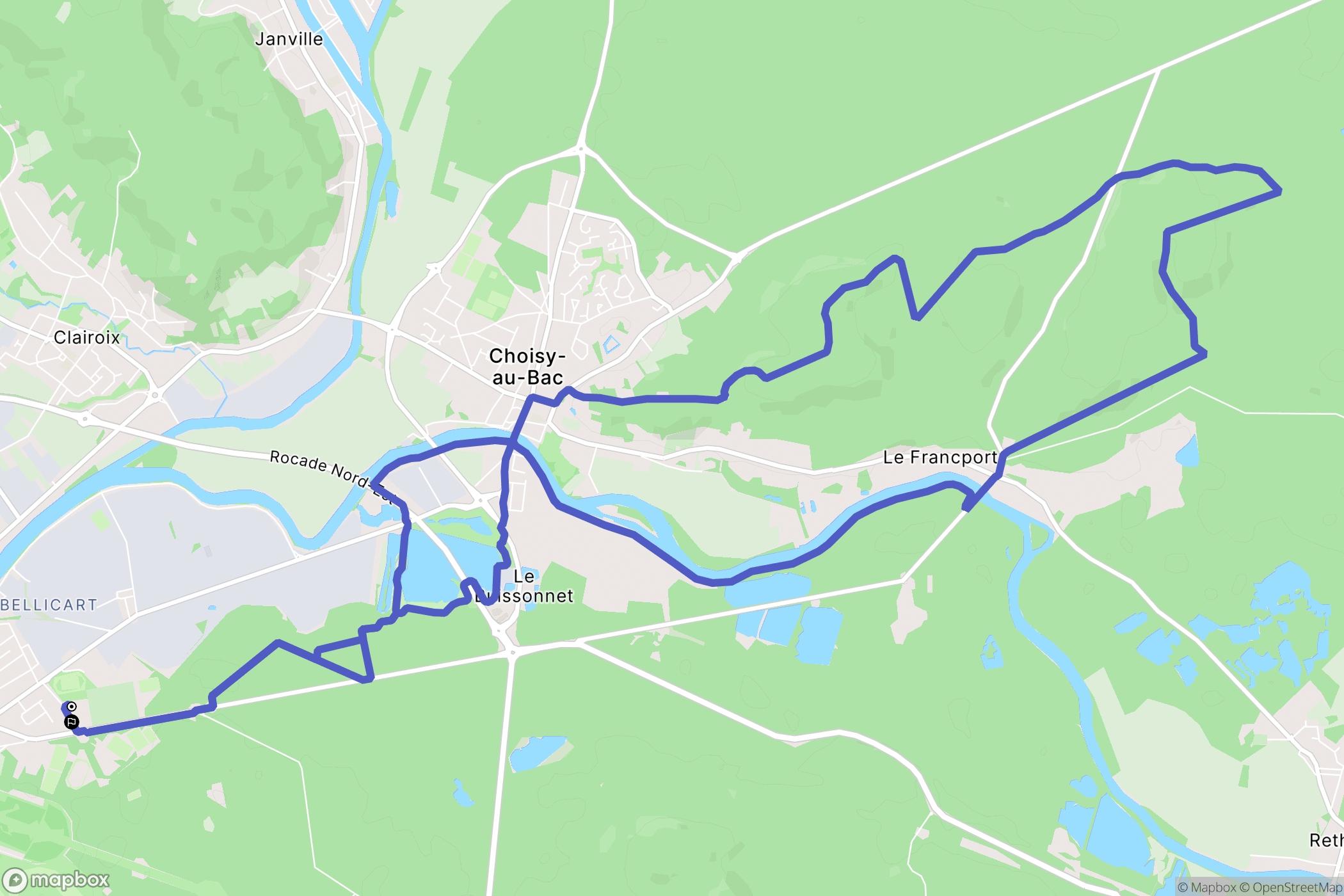 Compiègne : carte du parcours de randonnée - France