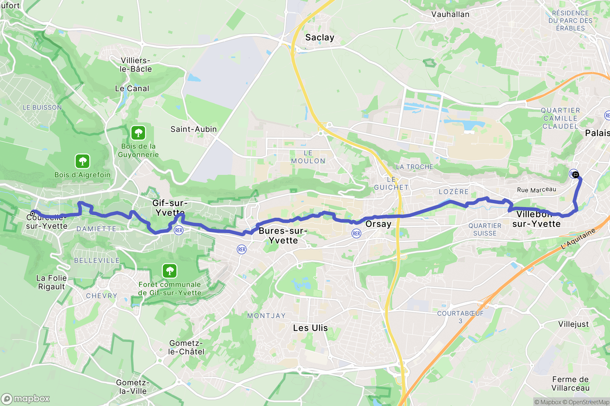 Gif-sur-Yvette : carte du parcours de randonnée - France