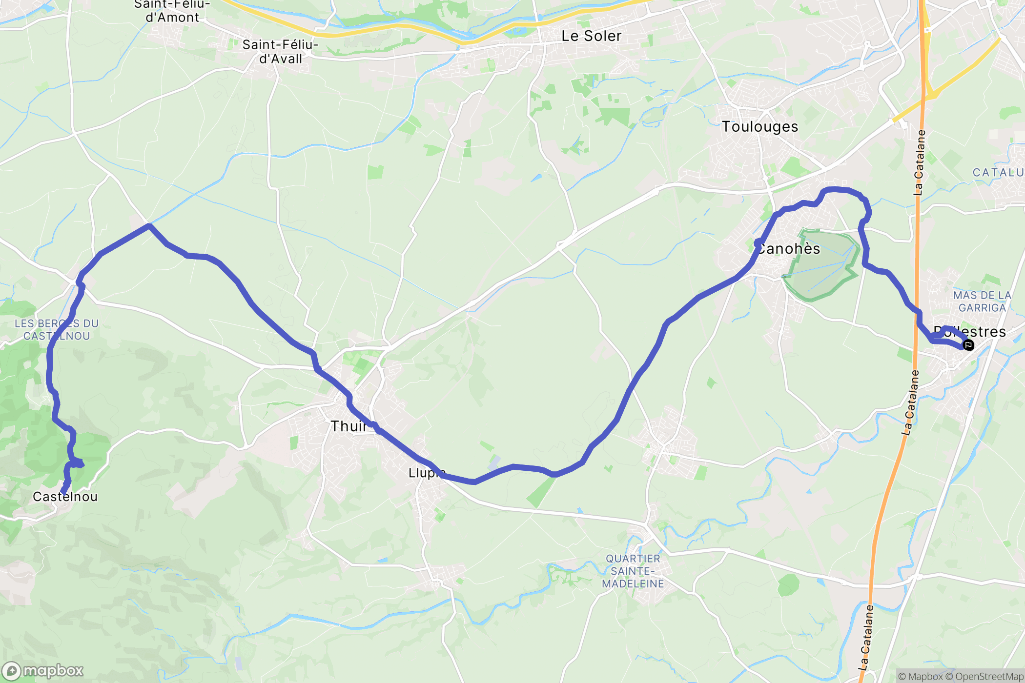 Pollestres : carte du parcours de randonnée - France