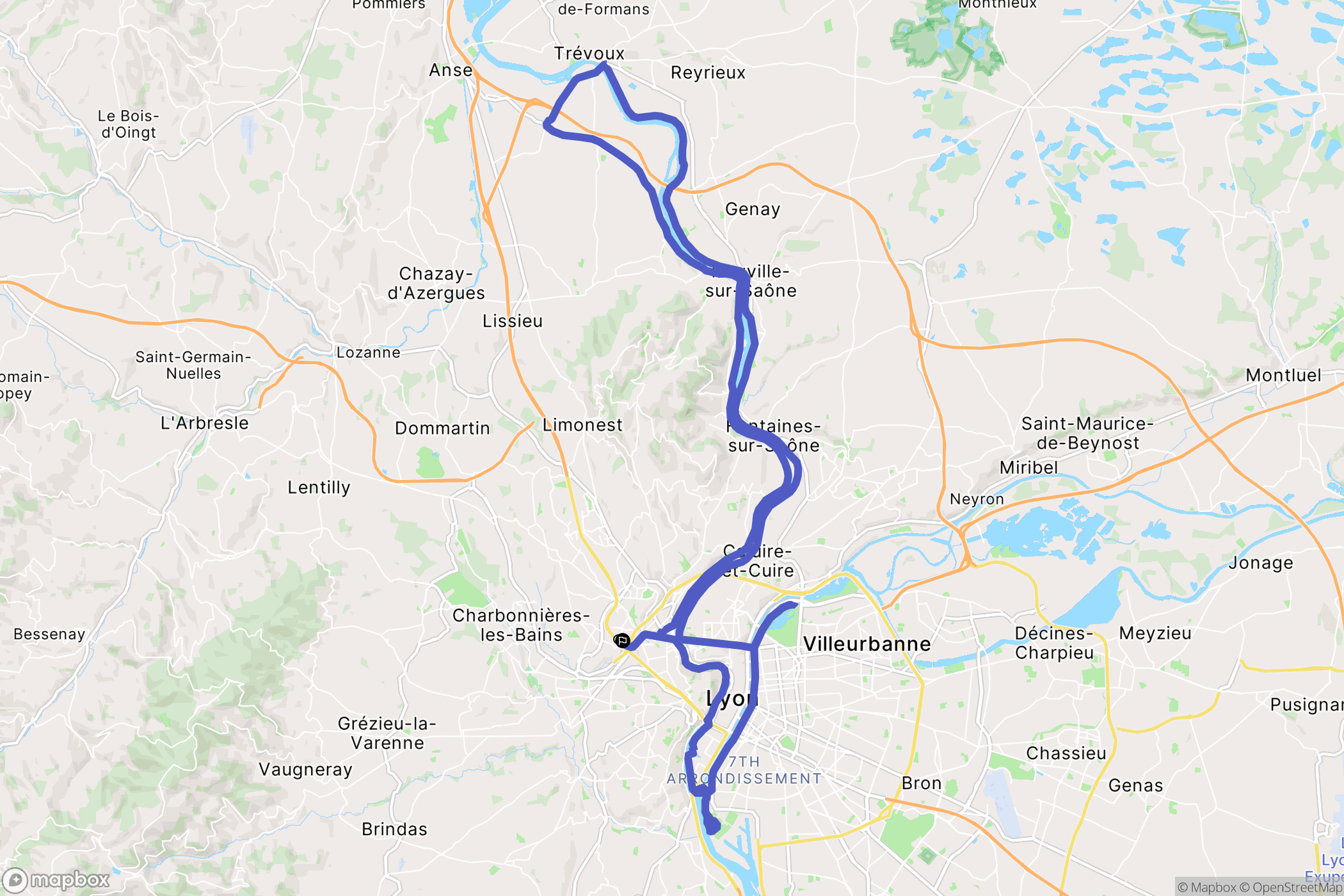 Écully : carte du parcours de randonnée - France