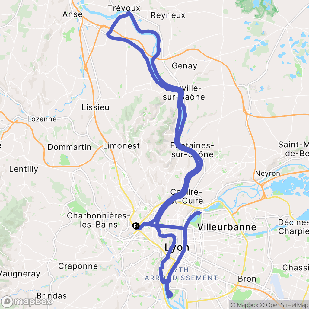 Écully : carte du parcours de randonnée - France