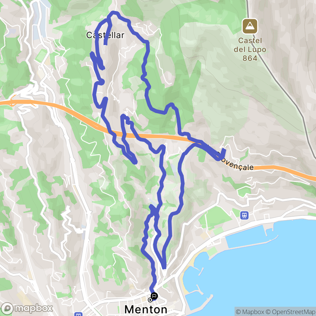 Menton : carte du parcours de randonnée - France