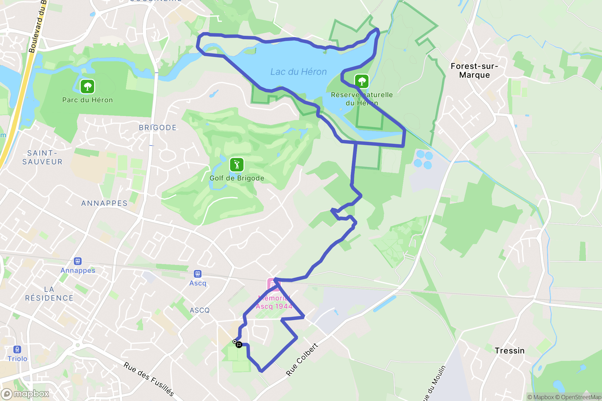 Villeneuve-d'Ascq : carte du parcours de randonnée - France