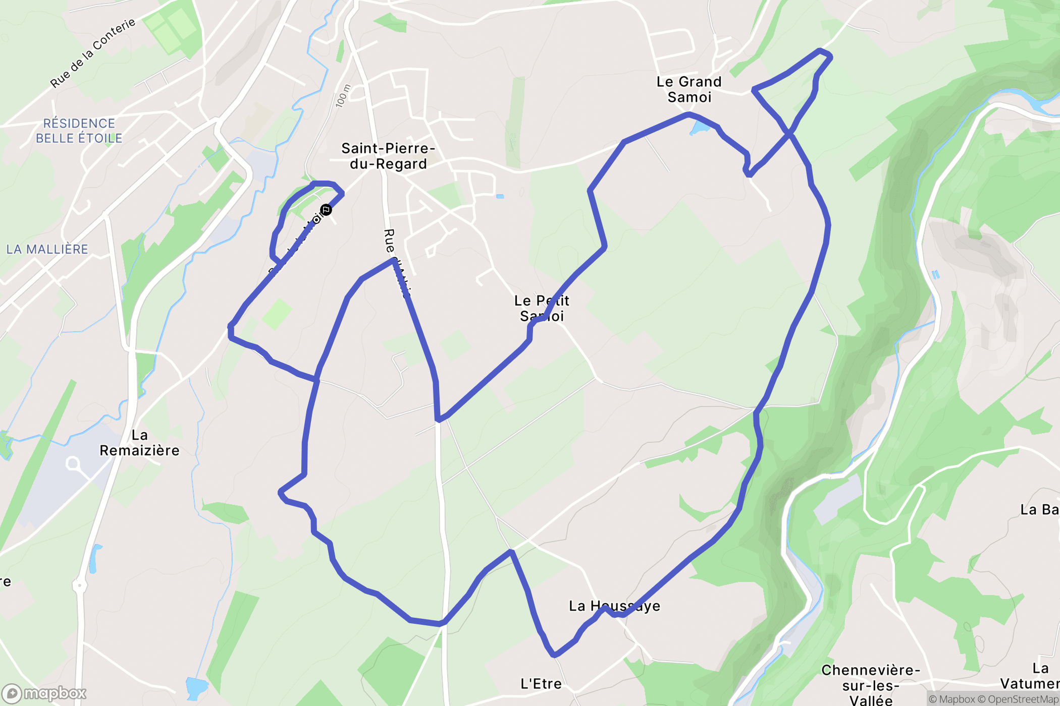 Saint-Pierre-du-Regard : carte du parcours de randonnée - France