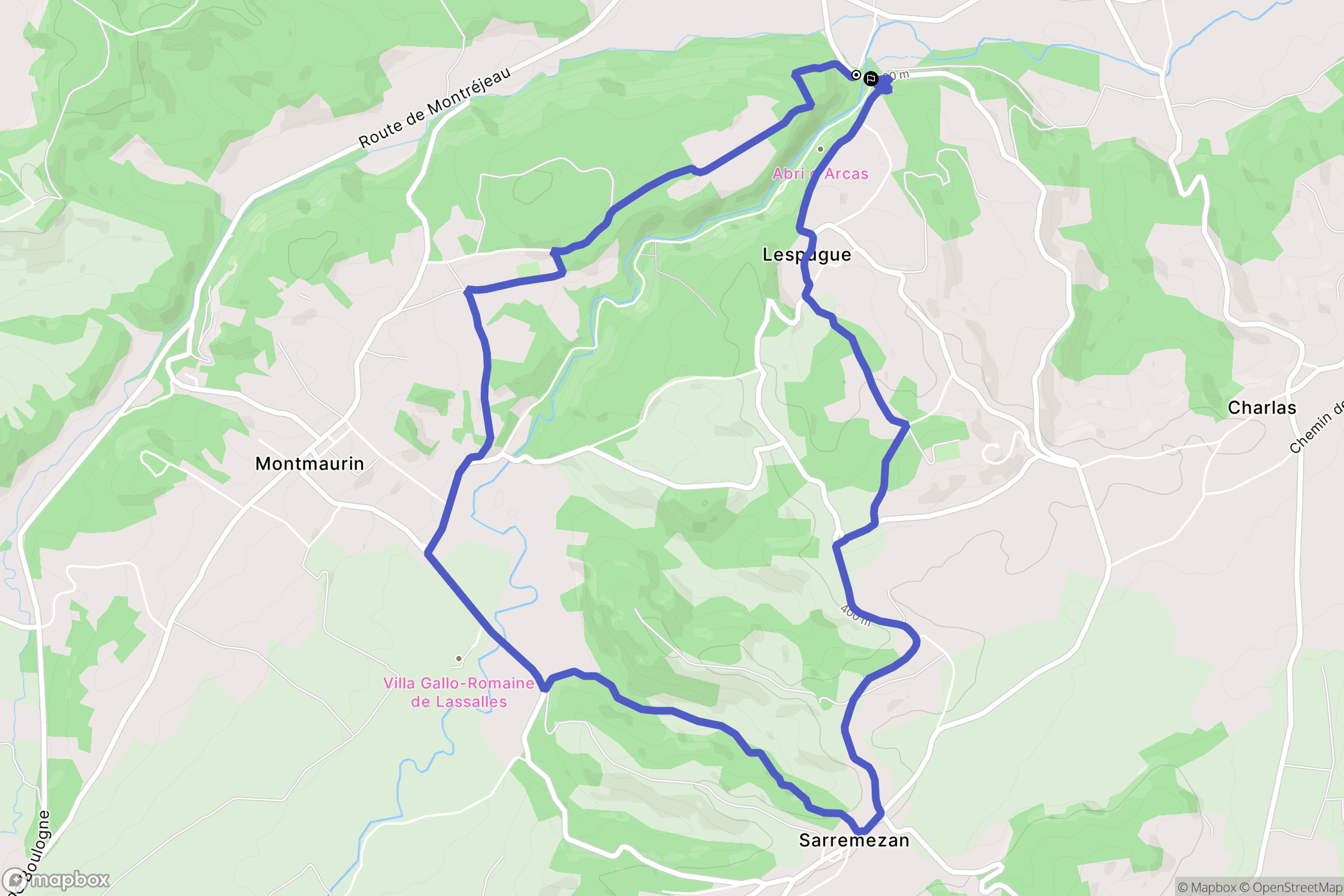 Montmaurin : carte du parcours de randonnée - France
