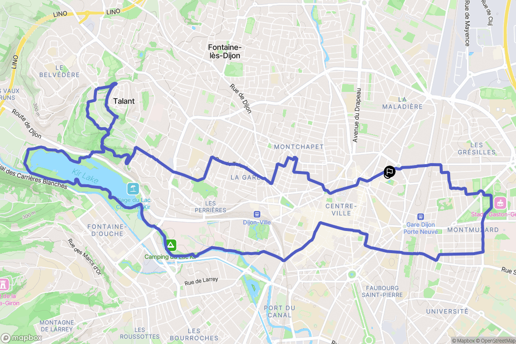 Dijon : carte du parcours de randonnée - France