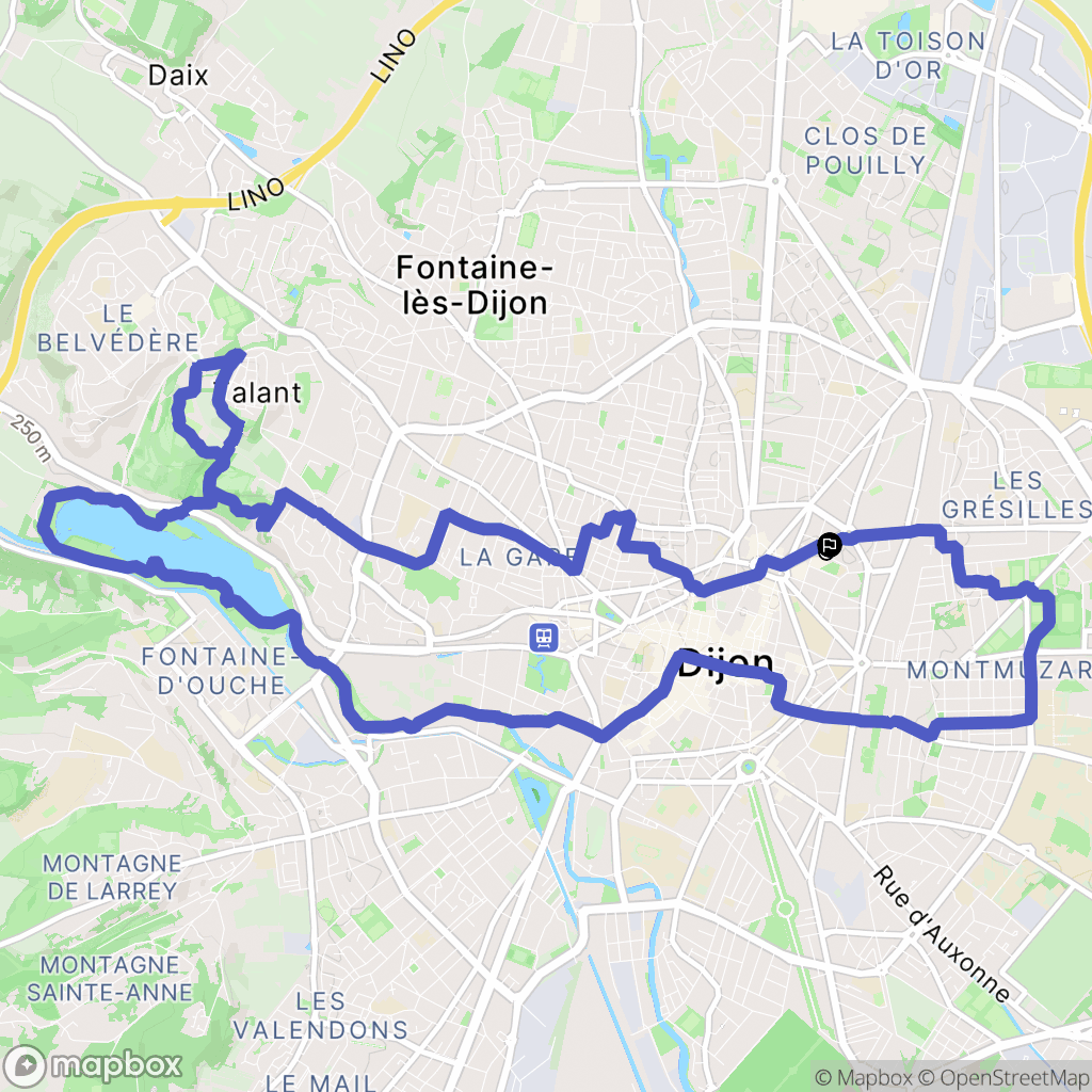 Dijon : carte du parcours de randonnée - France