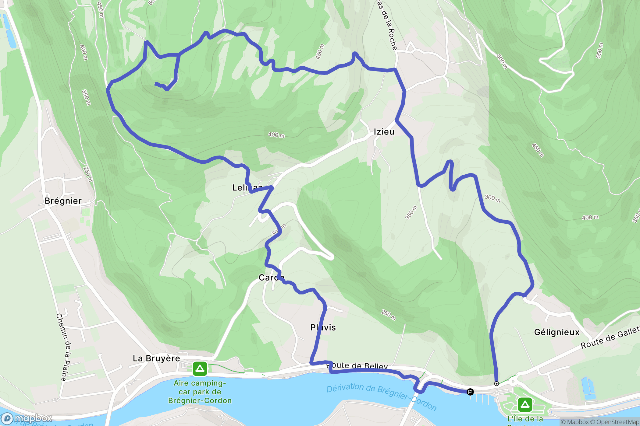 Murs-et-Gélignieux : carte du parcours de randonnée - France
