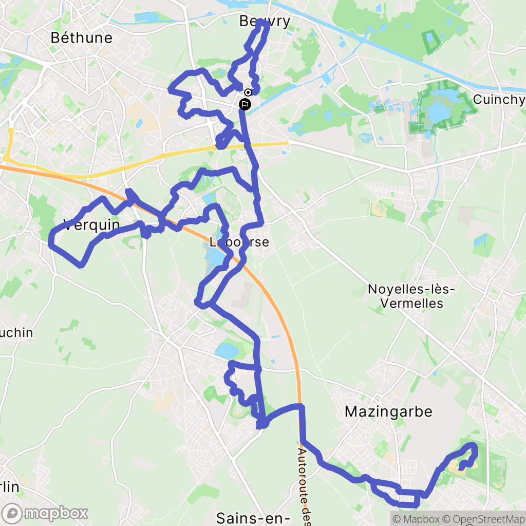 Beuvry : carte du parcours de randonnée - France